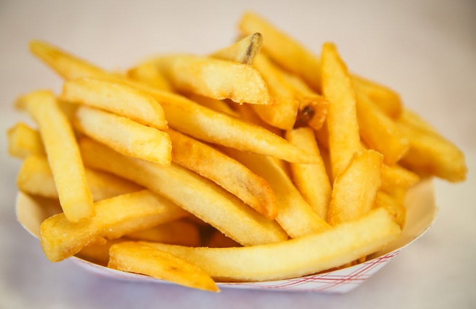 Simple menu for hot burgers and cold shakes.